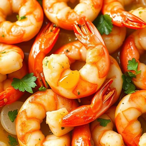 Un plato de gambas al ajillo, con gambas frescas cocinadas en aceite de oliva con ajo, perejil y un toque de guindilla.